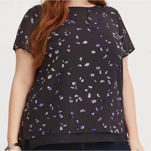 Grey & Purple Feather Chiffon Blouse - Picture 1 of 6
